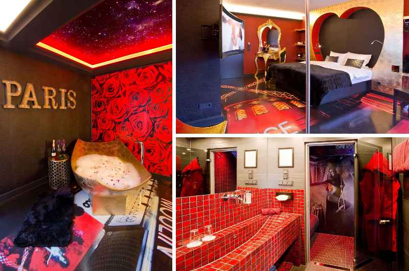 Die Zimmer des Designhotels Stays in Dortmund machen jedem Erotikhotel Konkurrenz. Besonders erotisch präsentiert sich die Moulin Rouge Suite mit goldener Wanne und Pole Dance Stange