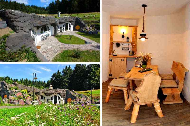 Das Feriendorf Auenland in Thüringen besteht aus mehreren Ferienwohnungen, die sich in einem einzigen Hobbit Haus aneinander reihen. 