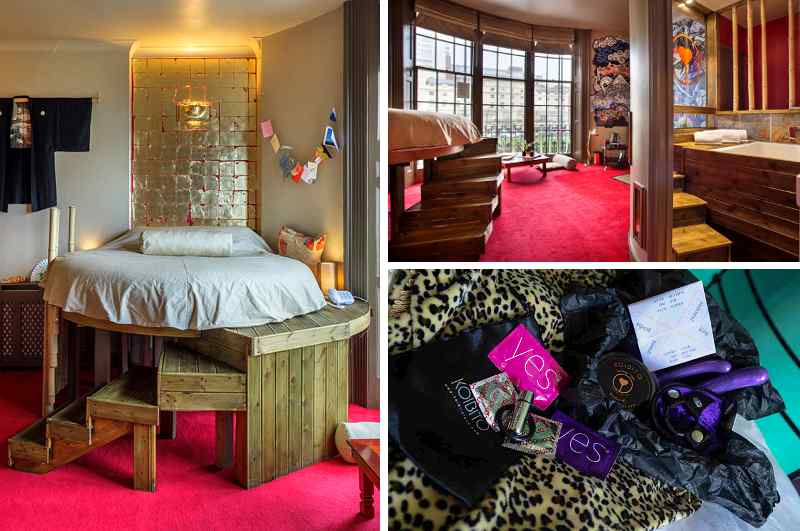 Der Koibito Love Room im Hotel Pelirocco in Brighton bringt das Flair japanischer Erotikhotels nach England. Dazu passend gibt es optional ein Sextoys Hampers Kit.