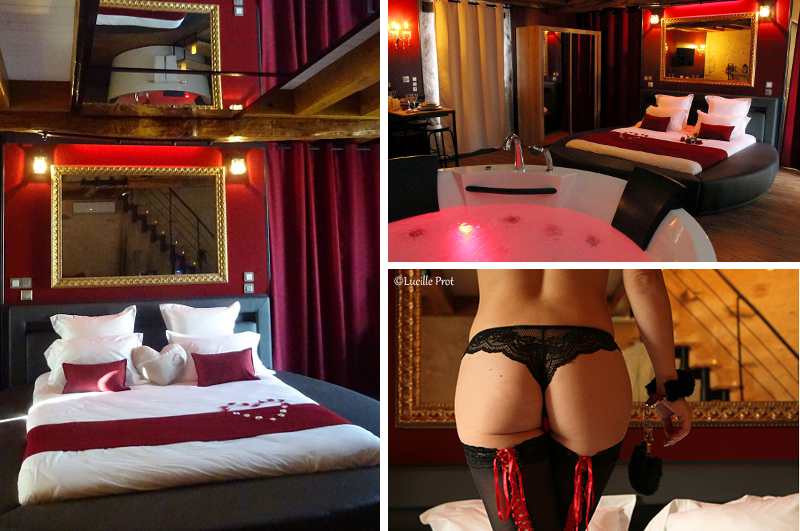 Ferienhaus Le Boudoir de Nana in Touraine mit Whirlpool und Spiegel über dem Bett erfüllt alle Voraussetzungen für die Verwirklichung von geheimen erotischen Träumen und verbotenen Spielen