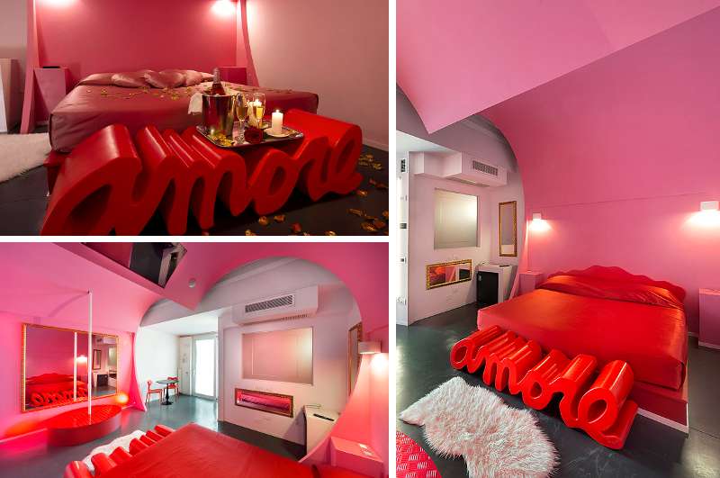 Erotikhotels wie das Motel Moom in der Region Mailand stehen in Italien hoch im Kurs. Im herzförmigen Love Room Amore gibt es neben einer Pole Dance Stange auch Spiegel über dem Bett