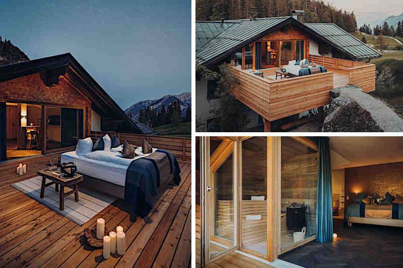 Neben dem Baumhaus gehört die Sterntaler Suite mit einem rollbaren Bett für eine Nacht unter freiem Himmel zu den begehrtesten Unterkünften im Berghotel Schlossanger Alp